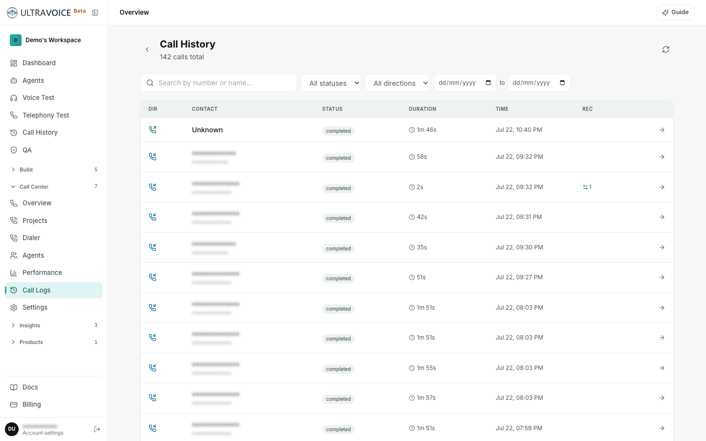 Call logs