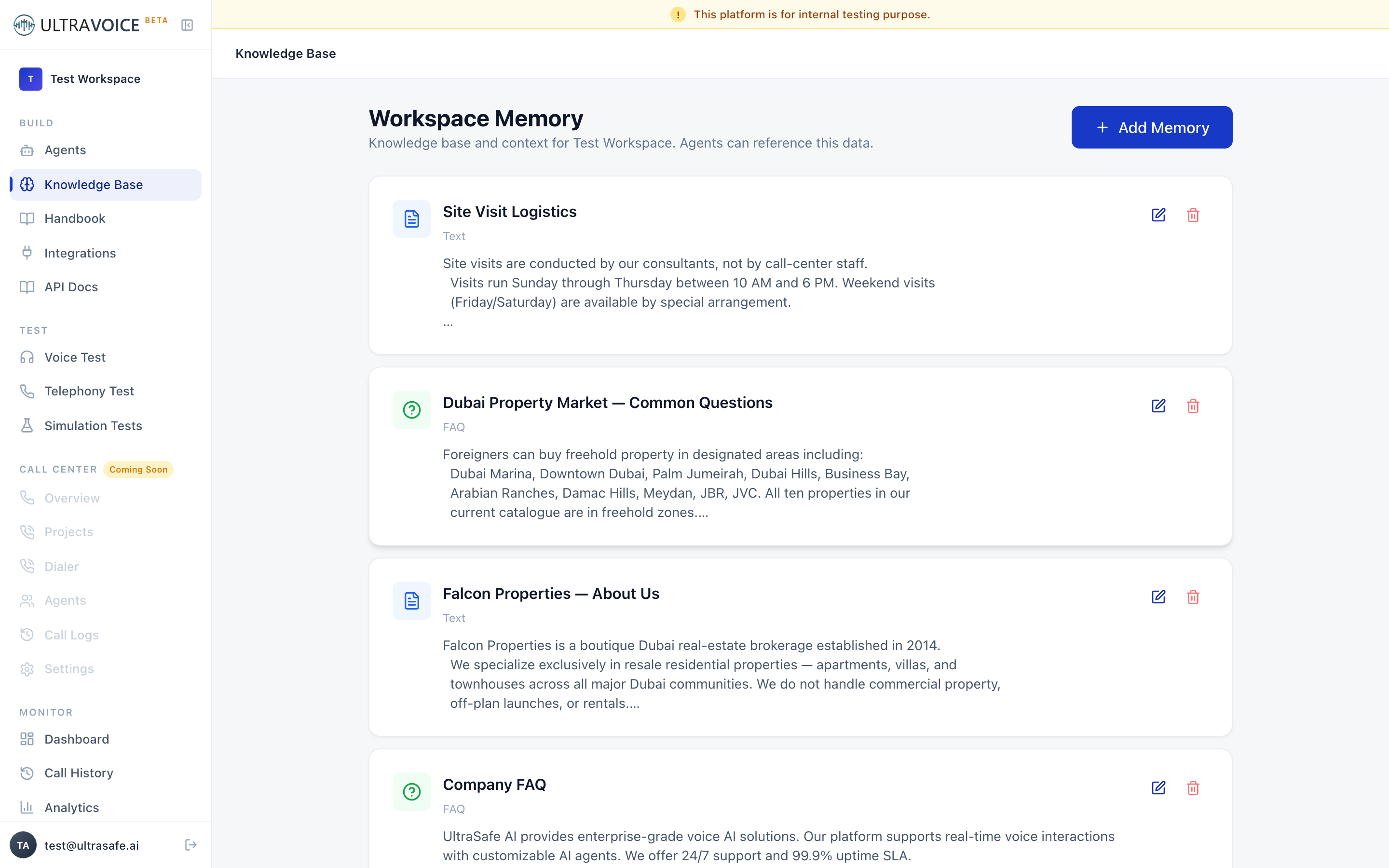 Knowledge Base page